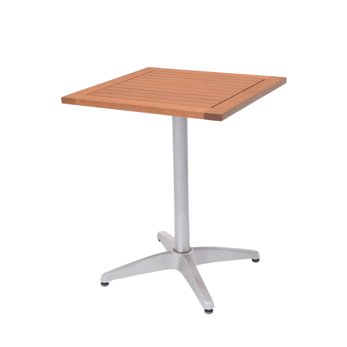 METRO PROFESSIONAL Mesa bistro Lynx, aluminio/madera de eucalipto, 60 x 60 cm, cuadrada, plata
