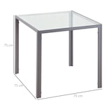 thumbnail of Mesa de Comedor de Cristal Mesa de Cocina Salón Cuadrada para 4 Personas con Patas de Metal 75x75x75 cm