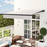 thumbnail of Outsunny toldo manual retráctil 3x2,5 m con luces LED solares toldo para balcón con manivela de aluminio ángulo ajustable y protección UV50+ crema