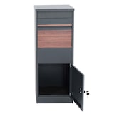 thumbnail of Paketkasten HWC-G80, Paketbox Standbriefkasten Briefkasten Größe L ~ verzinkt anthrazit, Holzoptik dunkel