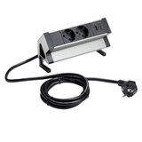 thumbnail of Auftisch Power Steckdose mit  2x Schuko, 1x USB-C, 1x USB-A, mit Zuleitung 1,5m, schwarz