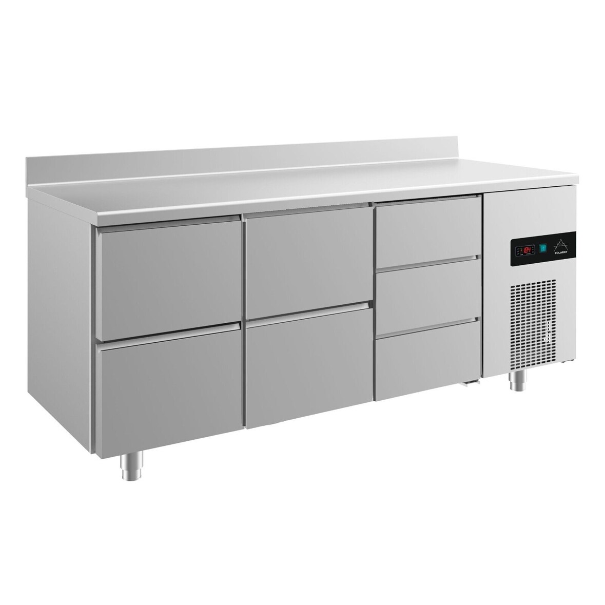 Gastro Kühltisch 2 Schubladen links&mittig 3 Schubladen rechts Umluftkühlung Aufkantung, 1865x700x850mm -2/+8°C 474L