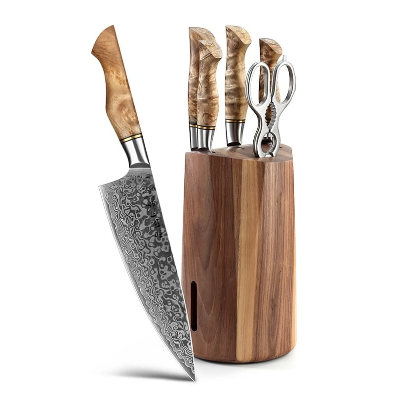 Hezhen - Damascus messenset 7-delig - B30 Master series