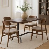 thumbnail of Esszimmertisch HWC-P31, Tisch Esszimmertisch, Industrial Holz 140x80cm ~ dunkel, schwarzes Gestell