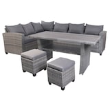 thumbnail of XXL Alu Polyrattan Terrassen Lounge Set Gartenlounge Sitzgruppe Ecklounge 4-tlg. : 4-tlg.