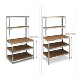 thumbnail of Relaxdays Schwerlastregal mit Werkbank, 900 Kg 5 Böden, Freistehend, HBT 180x 100 x 60 cm, Metall, MDF, Steckregal, grau