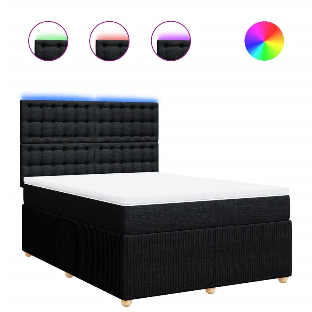 vidaXL Boxspringbett mit Matratze Schwarz 160x200 cm Stoff