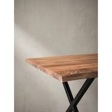 thumbnail of Esszimmertisch 120x60x76 cm Akazie Massivholz / Metall Esstisch Baumkante, Küchentisch Massiv mit X-Beinen in Schwarz, Holztisch Speisetisch