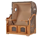 thumbnail of Strandkorb - bene living - Ammersee Teak Bullauge - PE grau - Skyline München - Liftersystem