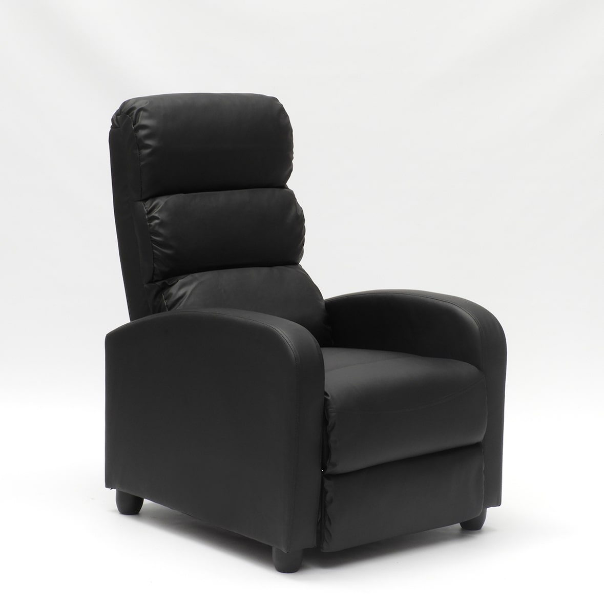 Poltrona relax reclinabile con poggiapiedi in similpelle Alice - Nero-SR653PUGN