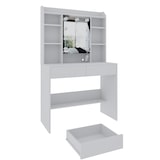 thumbnail of Toeletta Tavolino Trucco Tavolo Con 9 Luci LED Luminosità E Tonalità Regolabili Specchio 2 Cassetti 7 Vani A Giorno Mensole 40 x 90 x 144.7 Cm Bianco