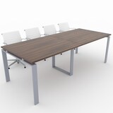 thumbnail of Oficit. Mesa de reuniones. Estructura metálica Marco Abierto gris plata con tablero nogal. Fabricado en España. Medidas: 240x100cm (largo x ancho)