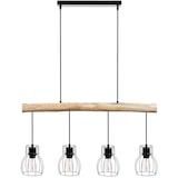 thumbnail of tectake Candeeiro suspenso Woody, 4 luzes, com viga de madeira, 40 W 82 x 13,5 x 140 cm Preto/Castanho