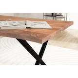 thumbnail of Schreibtisch Akazie Kompakt | 120x60 Holz Bürotisch | Goldbraun-Schwarz | Baumkante für kleine Räume | Kreta Kollektion | Kadima Design