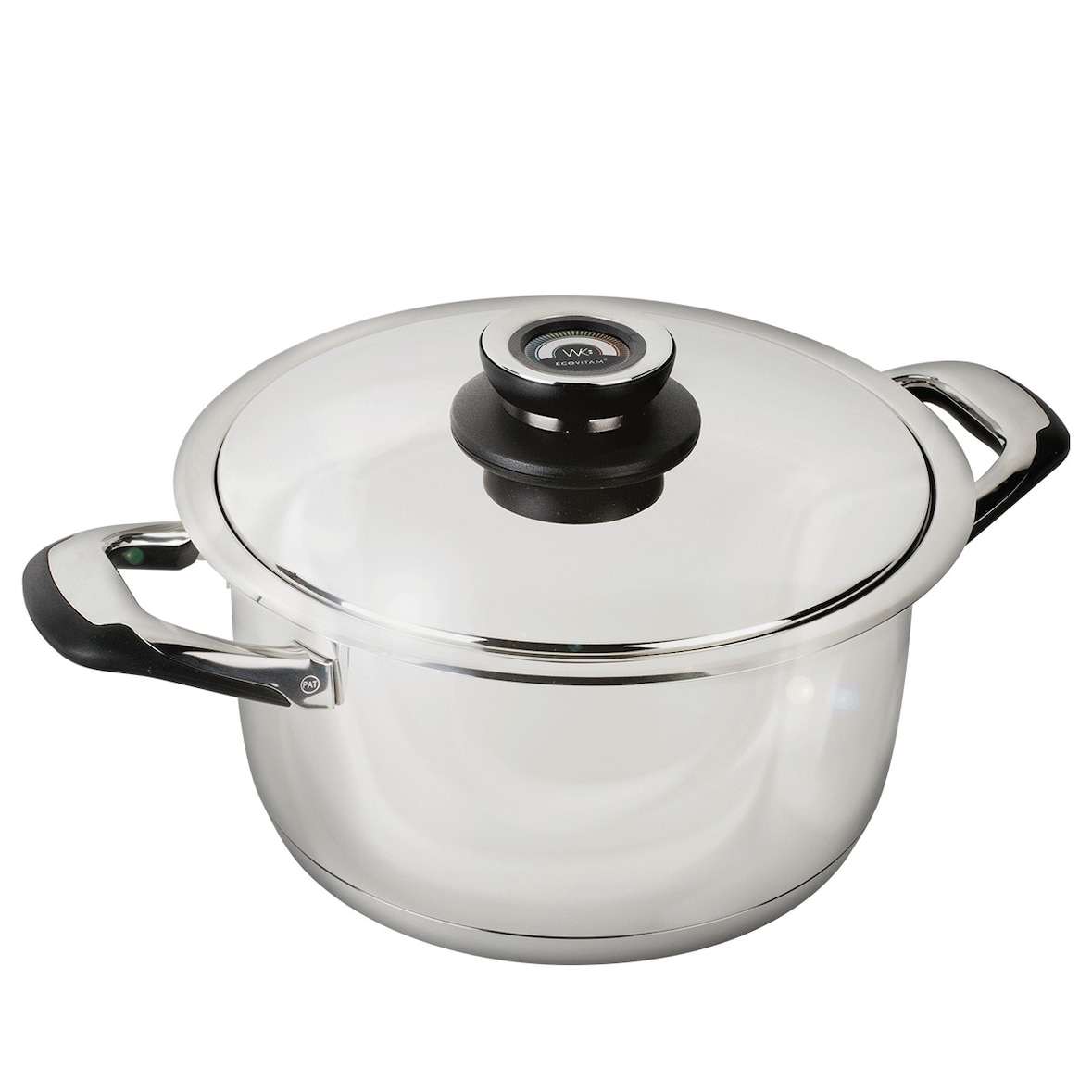 ECOVITAM – Faitout 5.5L Inox 18/10 – Diamètre 24cm – Tous feux – Thermomètre intégré