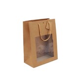 thumbnail of Luxus-Tüte Middle Vertical mit Fenster braunes Kraftpapier Kordelgriffe 22 + 11 x 28 cm je 168 - Gimex