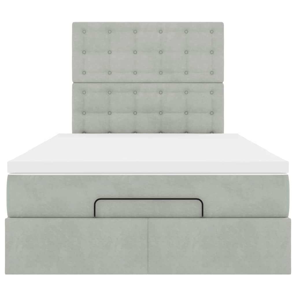 vidaXL Ottoman-Bett mit Matratzen & LEDs Hellgrau 120x200 cm Samt