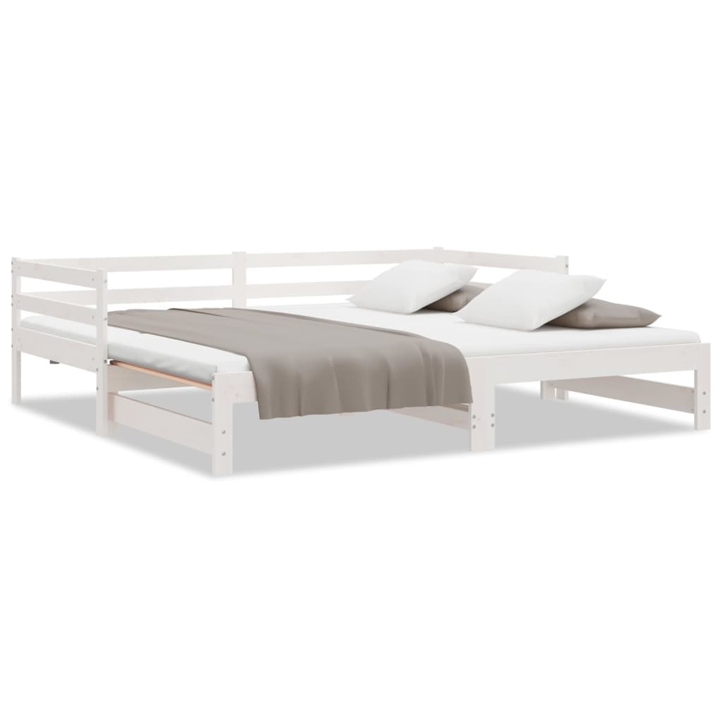 vidaXL Ausziehbares Tagesbett ohne Matratze Weiß 80x200 cm