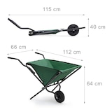 thumbnail of Relaxdays Schubkarre faltbar, HxBxT:66x64x112cm, Stahl, Polyester, 56l, bis 30kg, platzsparend, Gartenkarre, grün