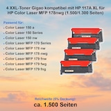 thumbnail of 4 XL-Toner Gigao kompatibel mit HP 117A XL für HP Color Laser MFP 178nwg (1.500/1.300 Seiten)