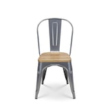 thumbnail of Chaise en métal gris silver avec assise en bois massif clair - Style industriel