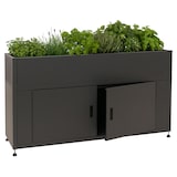 thumbnail of Cama elevada HWC-O85, espaço de arrumação da floreira da cama elevada de metal, metal 47kg 91x161x51cm ~ antracite