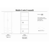 thumbnail of SARMOG MOBILE 2 ANTE 2 CASSETTI H182 L71 KIT in truciolare nobilitato color ossido bianco e noce stelvio