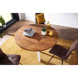 thumbnail of Esszimmertisch rund 130 cm Sheesham Massiv Esstisch, Runder Holztisch mit Metallbeinen, Massivholztisch Esszimmer, Küchentisch