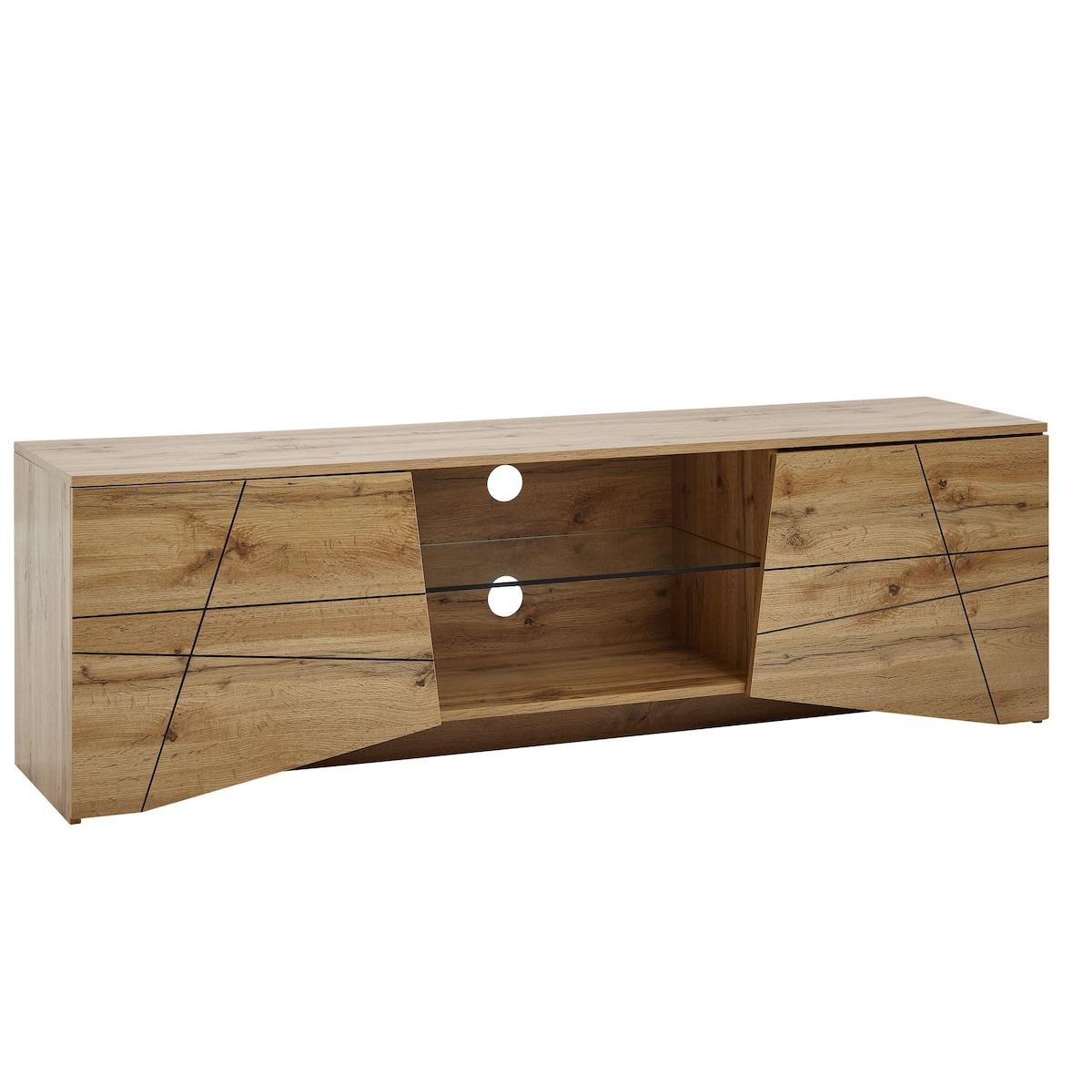 TV Schrank FineBuy Lowboard 160x50x40 cm Holz Fernsehkommode Fernsehschrank