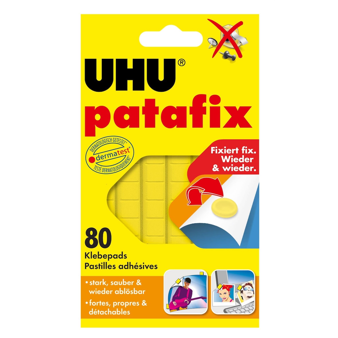 UHU Klebepads patafix ablösbar 80 Stück gelb