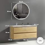 thumbnail of Alpenberger Doppel Waschbecken mit Unterschrank | Badmöbel Set | Waschbeckenunterschrank mit Waschtisch 120 cm Breit | Badezimmer Spiegel mit Led Rund