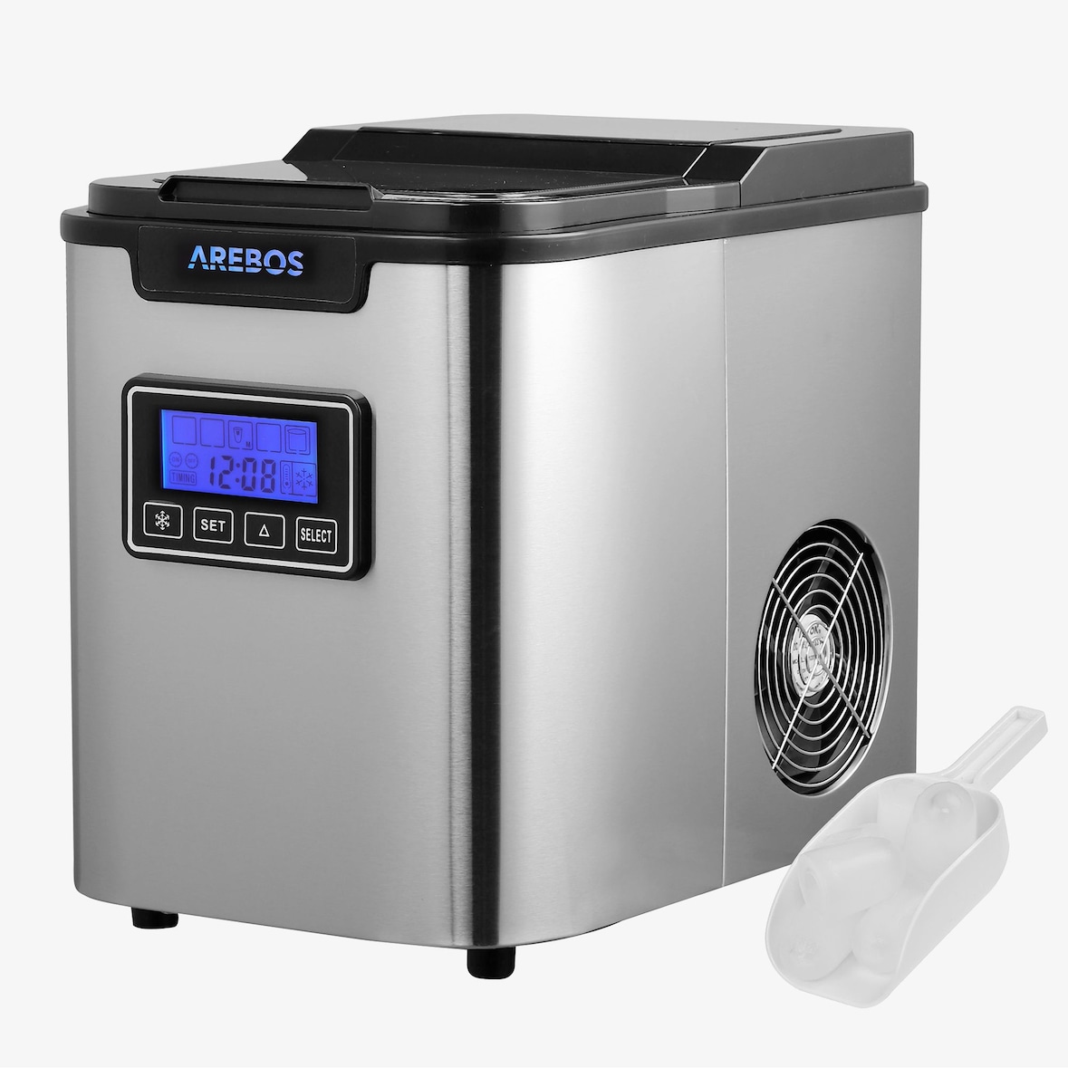 Macchina per Cubetti di Ghiaccio Acciaio Inossidabile 2,2L LCD 12 kg/24h