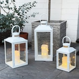 thumbnail of 3er Gartenlaternen Laternen Metall Windlicht Weiß H24/33/41cm