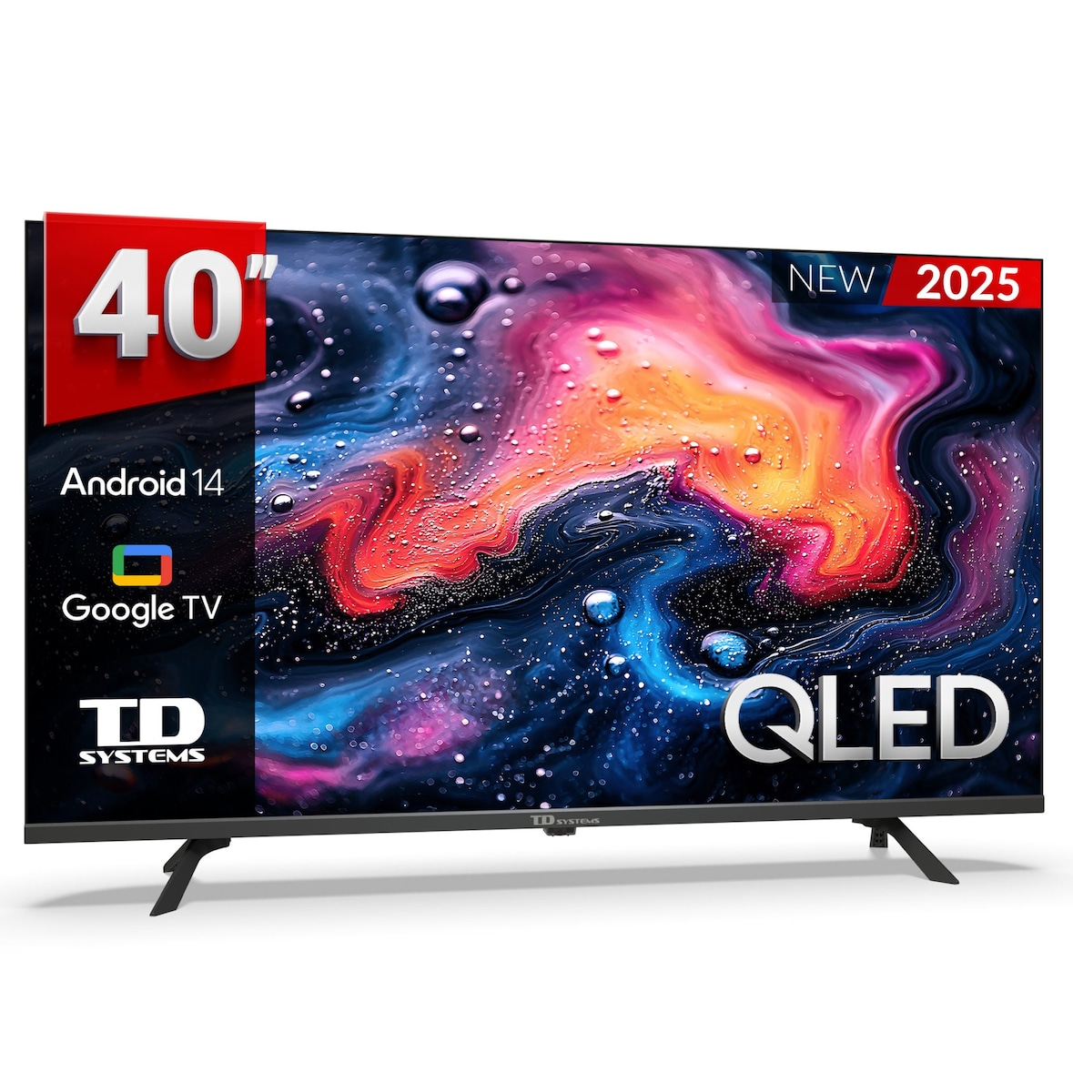 Smart TV 40 pulgadas Qled Full HD Hey Google Official Assistant con control por voz. Televisor Android 14 - TD Systems M40K21GLQ