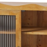 thumbnail of Hängeschrank Wandschrank Massivholz+Glas Natur 100x20x80 cm mit 4 Türen, herausnehmbaren Einlegeböden, Hakenleiste und offenem Fach