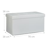 thumbnail of Relaxdays Faltbare Sitzbank 38 x 76 x 38 cm HxBxT, 2-Sitzer m. Stauraum, Kunstleder Sitzhocker 300 kg belastbar, weiß