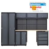 thumbnail of Werkstattwand 13-tlg. modulares Werkstattschranksystem aus Stahl mit Holzarbeitsplatte in Anthrazit