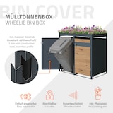 thumbnail of ML-Design Mülltonnenbox 4er Holzoptik mit Pflanzdach, für 4×240L, 264×80×124 cm, Stahl, wetterfest & abschließbar, Müllbox mit Tür