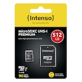 thumbnail of Intenso 512GB microSDXC Class10 UHS-I Premium + SD-Adapter