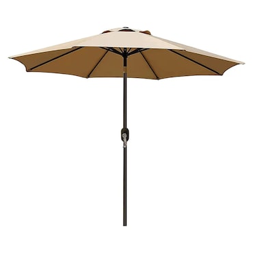 Ombrellone Da Giardino A Manovella Parasole Balcone Air Vent Inclinazione Regolabile Anti UV Impermeabile Mare Spiaggia Piscina Terrazzo 2.7 M Beige