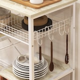 thumbnail of HOMCOM estantería de cocina moderna estante de cocina con 1 cesta 4 ganchos en S 6 almohadillas de pie ajustables y estantes 90x40x84,5 cm