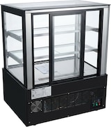 thumbnail of Romux® Kühlvitrine für Konditorei Quadratisch Standgerät 2 Böden Schwarz 520 Liter Umluftkühlung | Kühlvitrine Gerade Glasscheiben