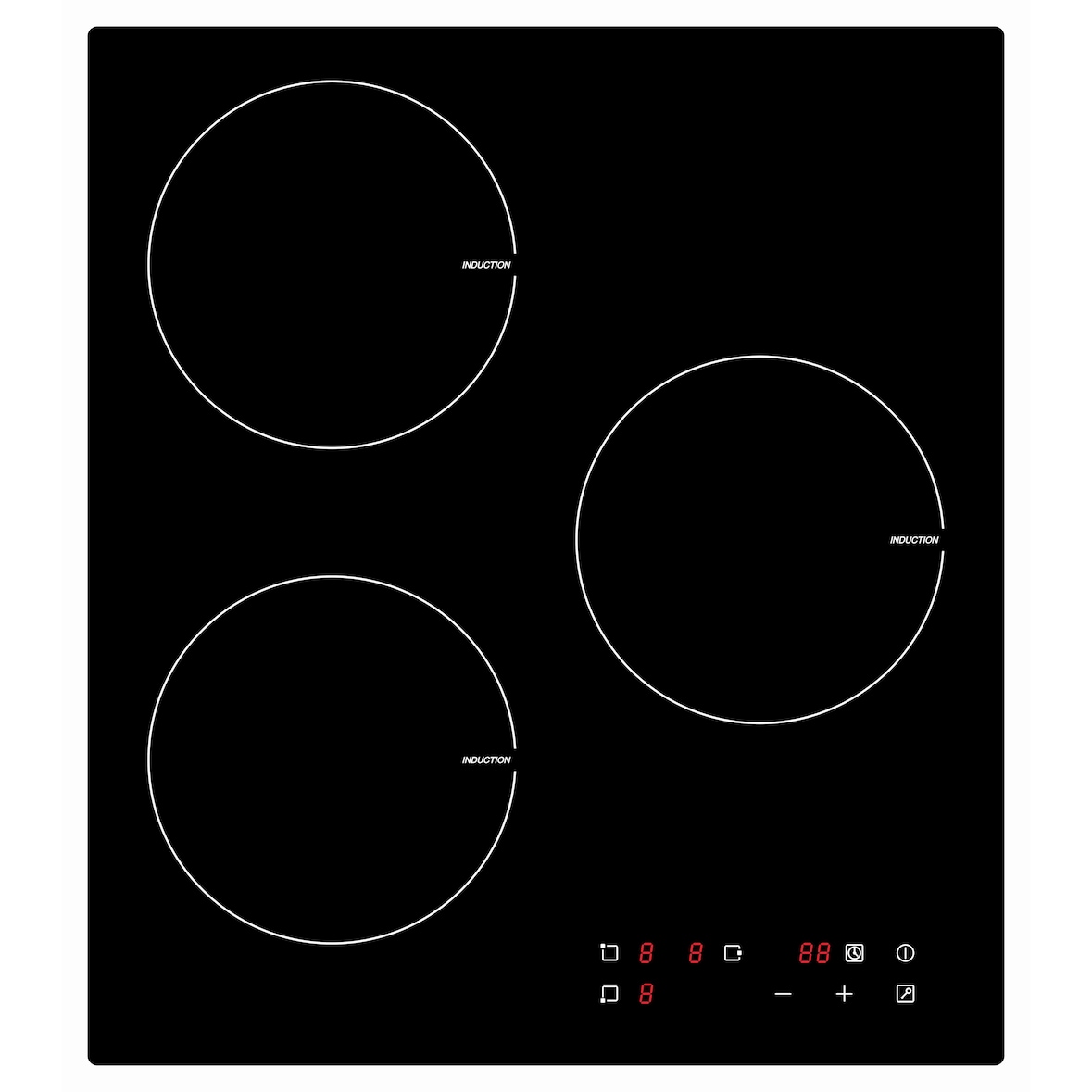PKM IF3 Einbau Induktionskochfeld, 5500 Watt, 3 Kochzonen, 45 cm, Rahmenlos