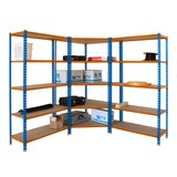 thumbnail of Maderclick Hoekhoekplankenpakket 5 planken + 2 Maderclick 5 planken. Blauw/oranje/houtkleur 1800x1800x300 mm
