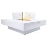 thumbnail of Chimenea de bioetanol para interior y exterior con quemador, de acero y vidrio templado blanco, 70 x 70 x 35 cm (alto)