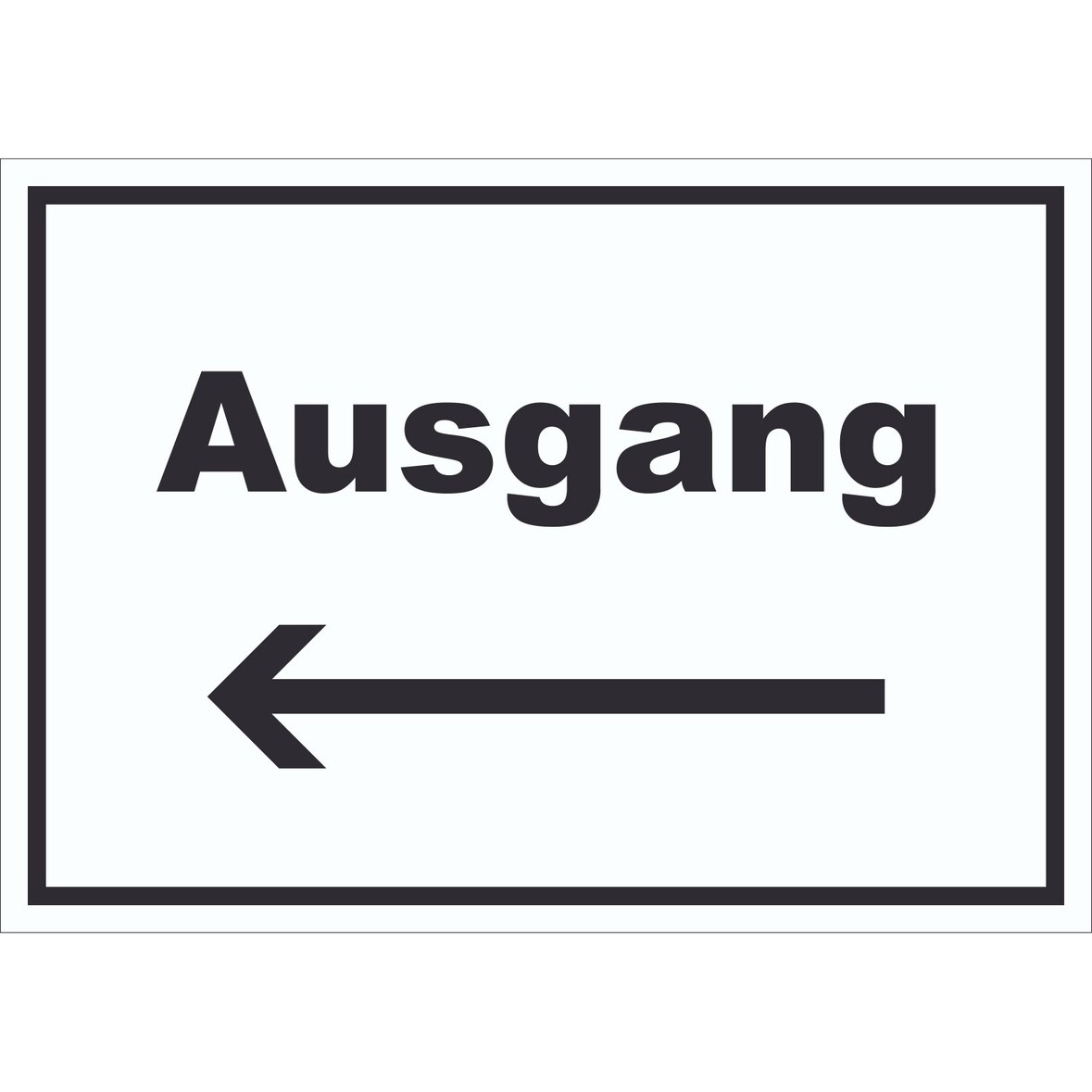 Ausgang Schild mit Text und Richtungspfeil links Exit Schluss waagerecht A5 (148x210mm)