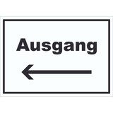 thumbnail of Ausgang Schild mit Text und Richtungspfeil links Exit Schluss waagerecht A5 (148x210mm)