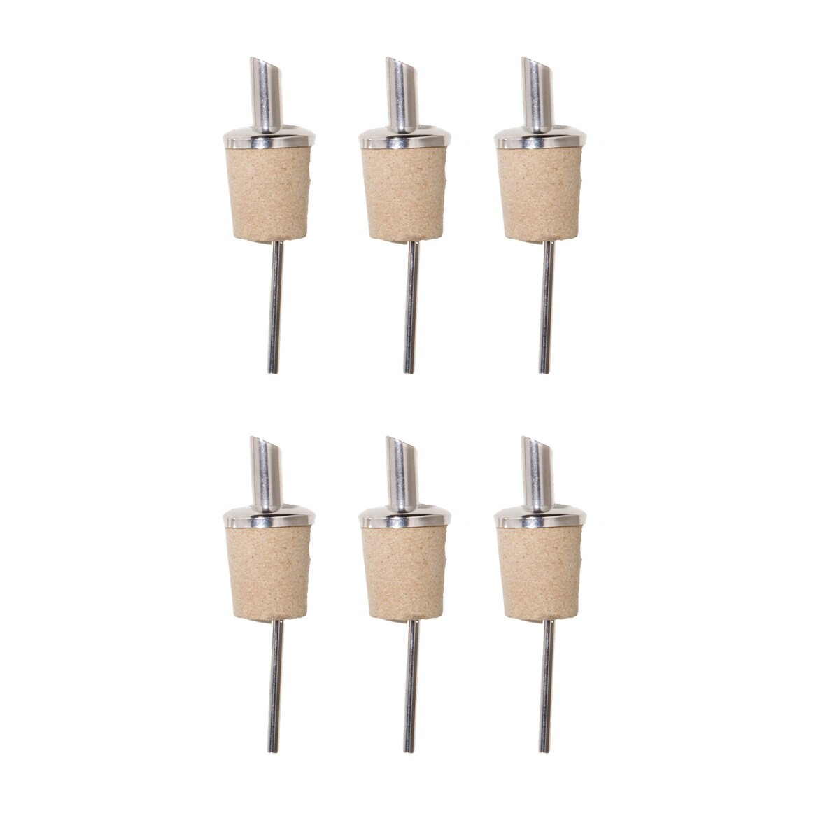 Bar Professional Ausgießerer Naturkork mit kurze Ausgießerer Neutral Synthetik-Rostfrei Silber 6 Stück