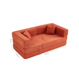 thumbnail of Klappsofa Cord Orange, 3-Sitzer Boden-Sofabett, wandelbar, mit Kissen, montagefrei
