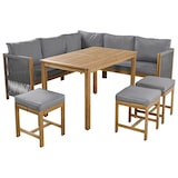 thumbnail of Merax Gartenlounge-Set für 8 Personen, Gartenmöbel Sitzgruppe(7-tlg), mit Seilgeflecht, Akazie, Grau